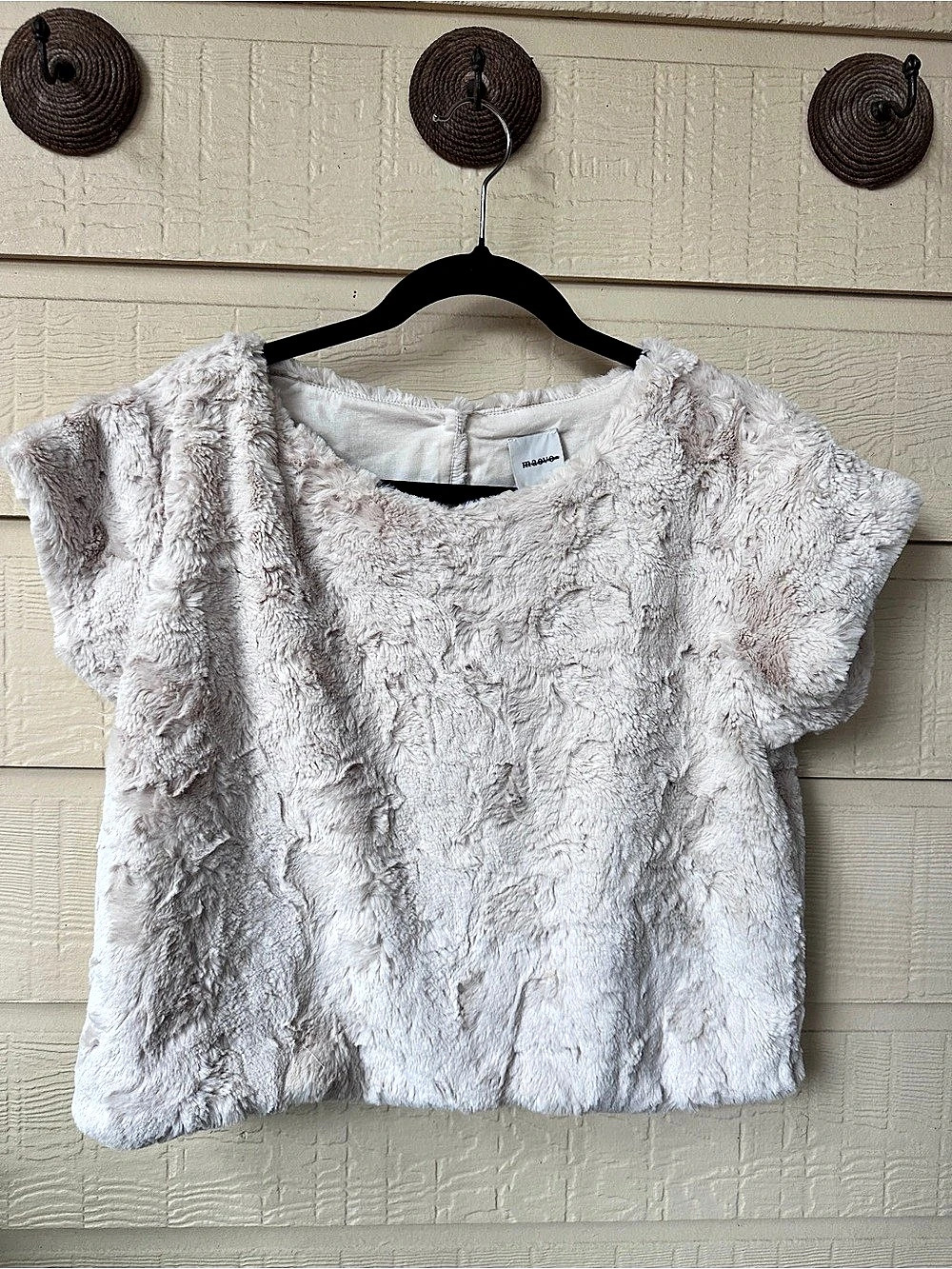 Maeve for Anthropologie Faux Fur Tee Short Sleeve Top XS